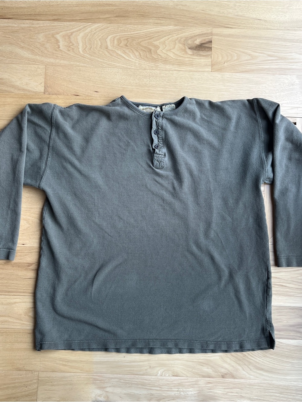 Vintage New River Co Authentic Sportswear mens long sleeve henley olive green L